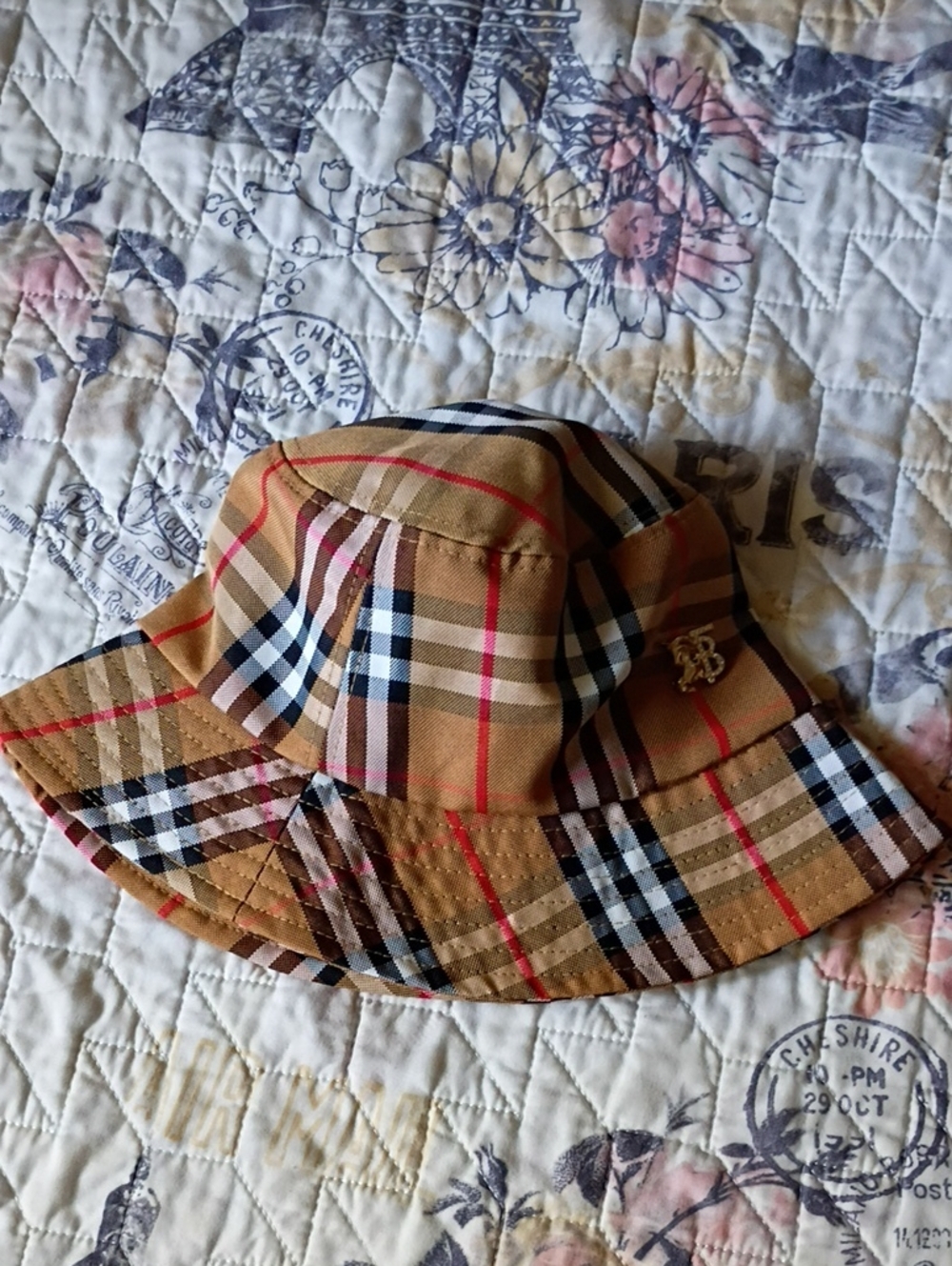 Designer Inspired Style Tan Plaid Bucket Hat - Picture 7 of 7
